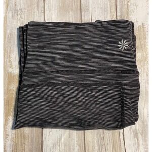 Athleta Black Gray Space Dye Aurora‎ Crop Split Hem Flare Leggings size small